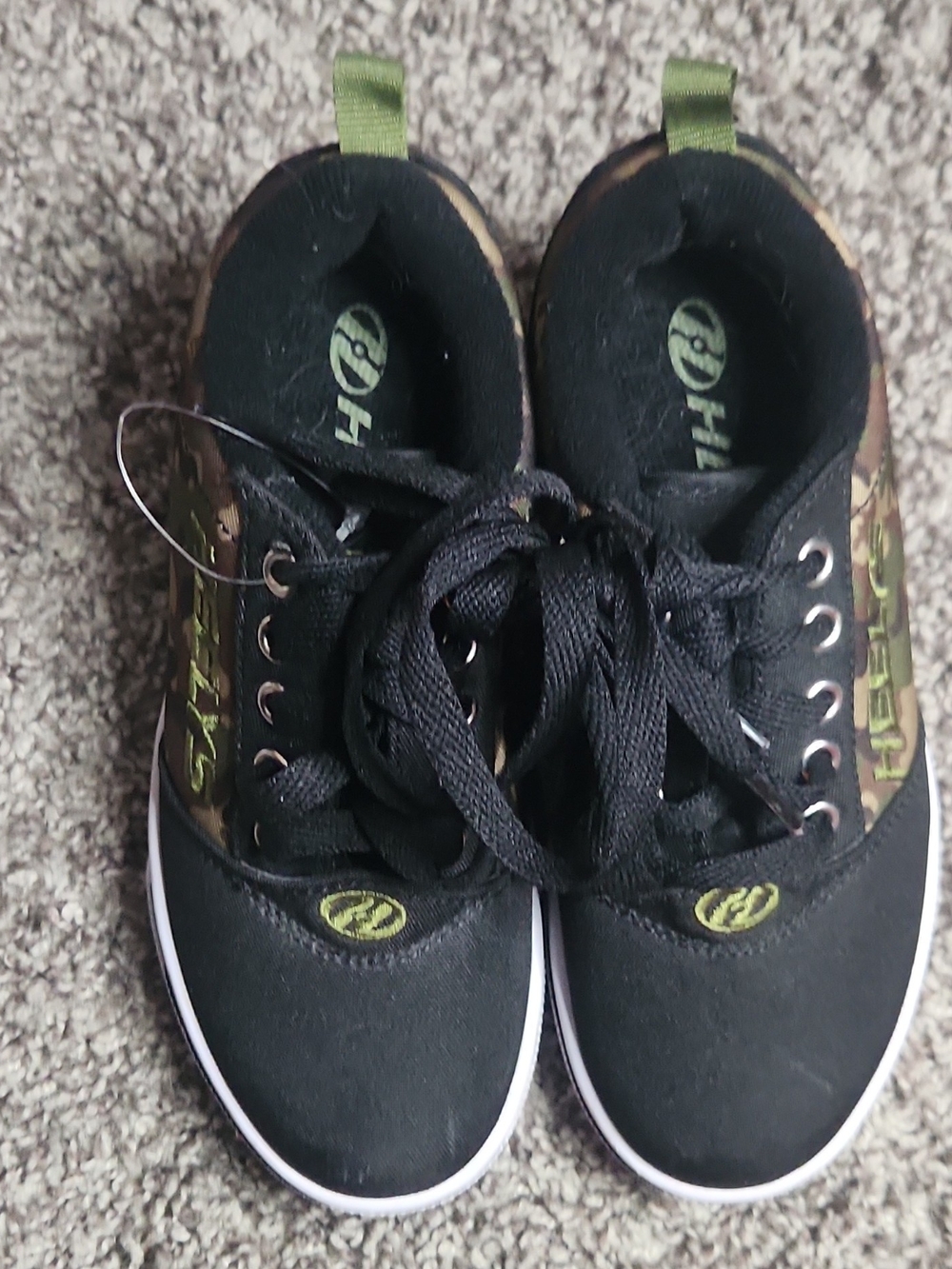 Heelys Black and Green Camo Kids Lace-Up Sneakers